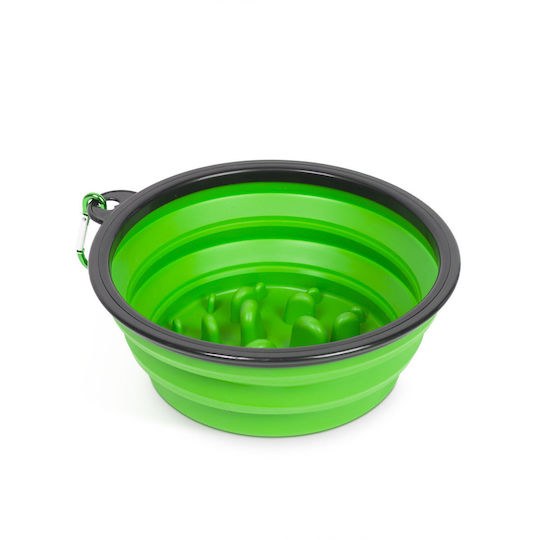 Bol din Silicon pentru Hranire Lenta pentru Câine și Pisică 1l 18cm în Culoare Verde