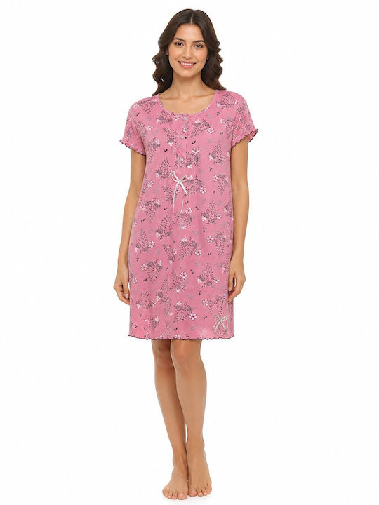 Nina Club Summer Women's Nightgown Floral Pink