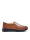 Leather Men's Loafers In Tabac Brown Color