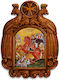 Heiligenikone Heiliger Demetrios Holzgeschnitzte Darstellung Adler 39cm
