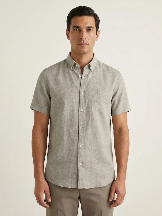 Herrenhemden Kurzärmeliges Olivgrünes Shirt
