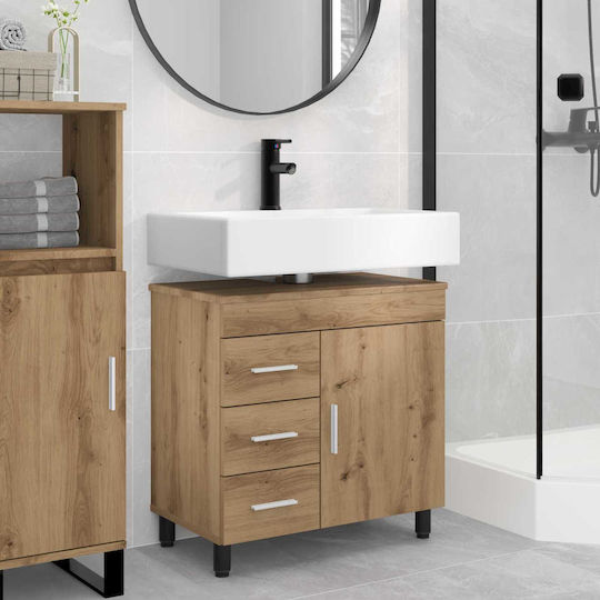 vidaXL Badezimmer Waschtisch-Einheit Ohne Waschbecken M60xB35xH60cm Eiche