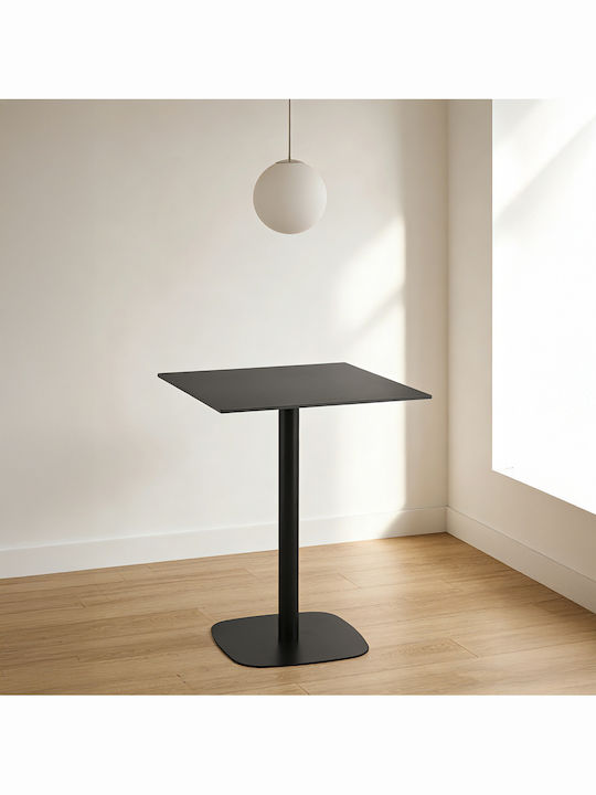 Quadra Square Kitchen Table with Stone Surface Black 60x60x74cm