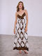Celestino Women's Maxi Print Dress Smocked Brown