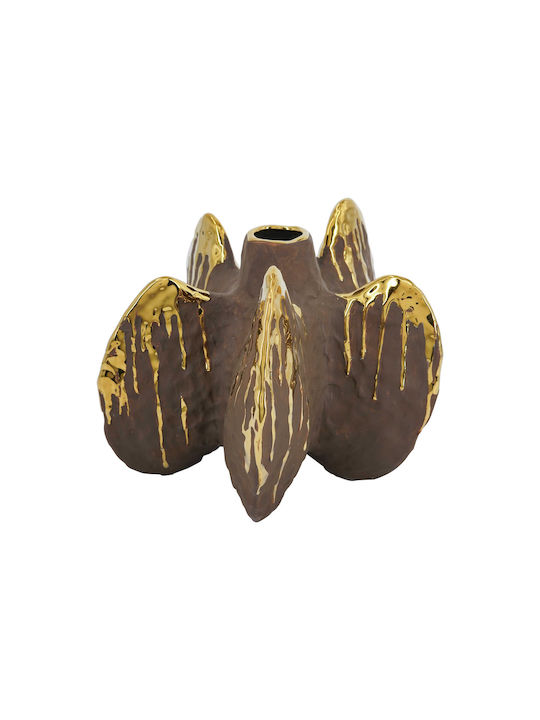 Artekko Candia Keramisches Vase Braun Gold 27x27x24 cm