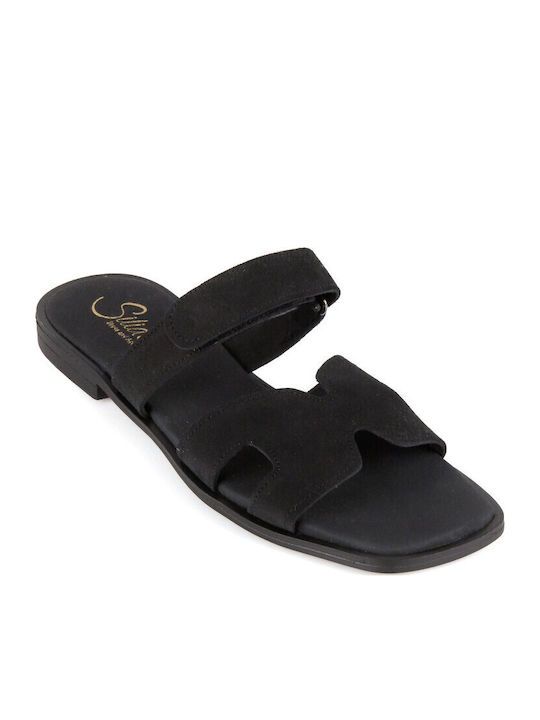 Leather Women's Flat Sandals Black