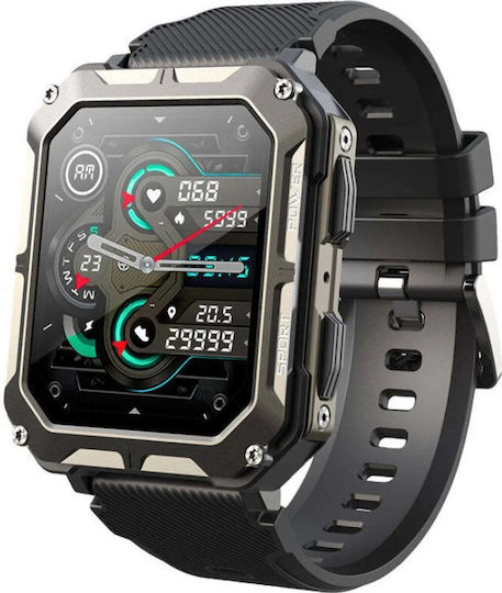 Rubicon RNCF27 54mm Smartwatch mit Herzfrequenzsensor (Schwarz)