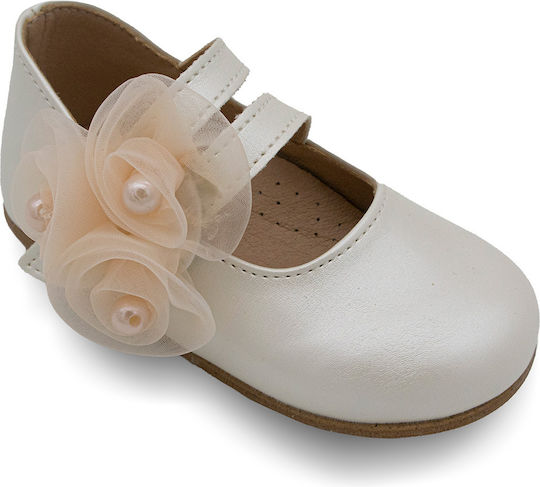 Gorgino Christening Leather Pumps Ecru 2368-Ecru-Salmon