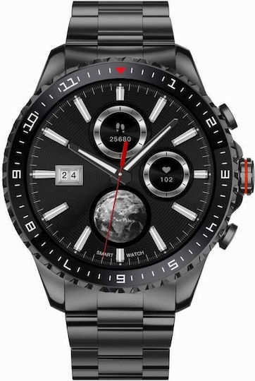 Gravity GT16-2 48mm Smartwatch mit Herzfrequenzsensor (Schwarz)