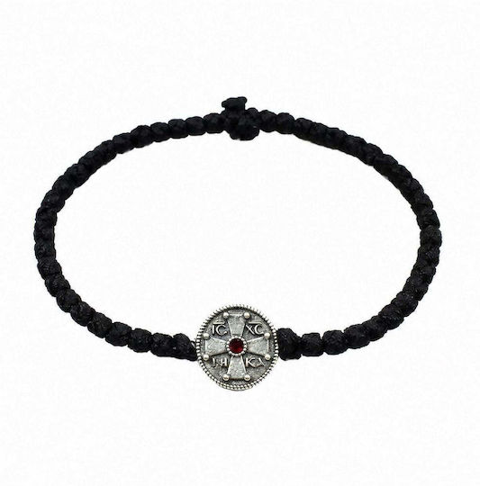 Black Silver 925 Wrist Prayer Beads Konstantinato And Red Stone
