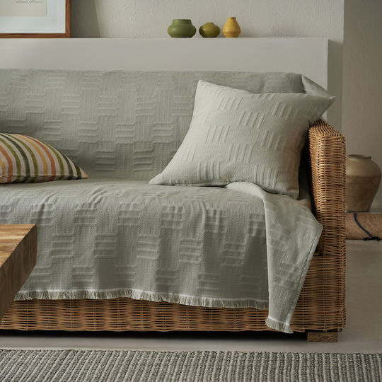 Gofis Home Calyra Four-Seater Sofa Jacquard Throw 180x350cm Smoke Green