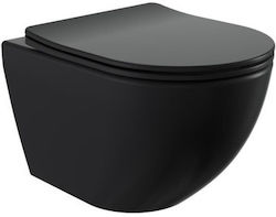 Wandhängende Toilette Fusion 49 cm Vortex System Rimless Mit Soft Close Schwarze Matt Sat Wandhängende Toilette Fusion 49 cm Vortex System Rimless Mit Soft Close Schwarze Matt Sat