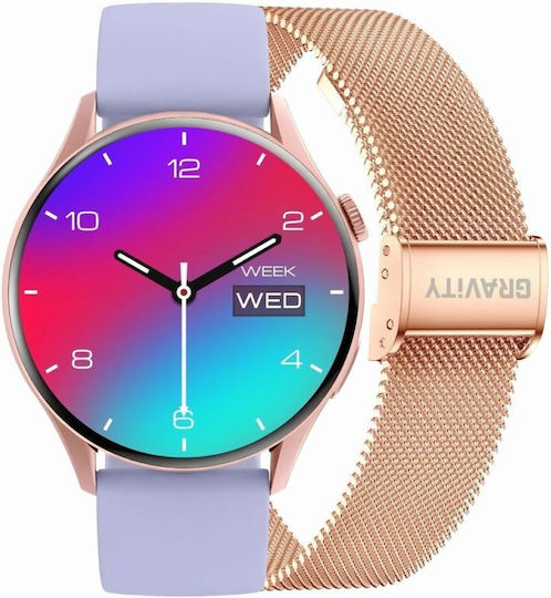 Gravity GT11-7 Smartwatch 45mm cu Pulsometru (Rose Gold)