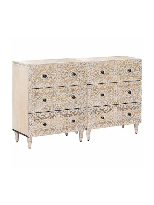 Wooden Sideboard mit Schubladen Weiß 120x33x75cm