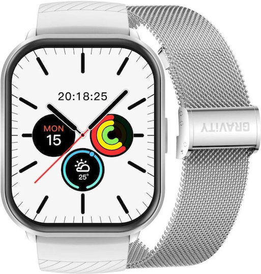 Gravity GT43-2 47mm Smartwatch με Παλμογράφο (Gray/Silver)