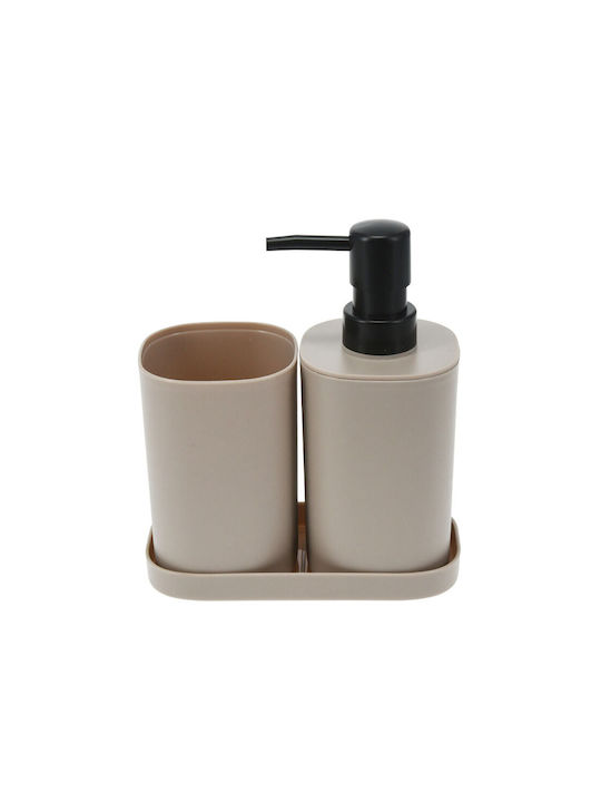 Bathroom Accessory Set 3 Pieces Plastic Beige Mrshome 0057003 Material Plastic Beige Mrs Home Sl-df-0057003