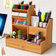 Wooden Office Organizer Multiple Compartments Drawer Pen & Cosmetics 24.5x15x25.4cm