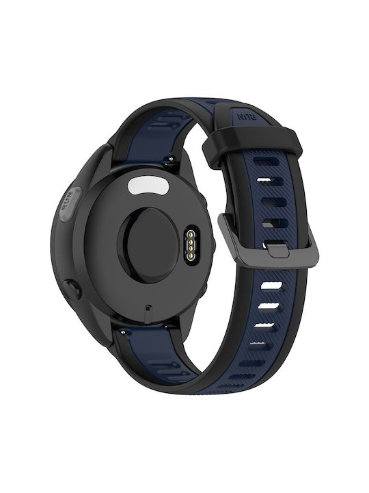 Silicone Strap Two Color Textured Garmin Vivoactive 4s Vivomove 3s Dark Blue Black