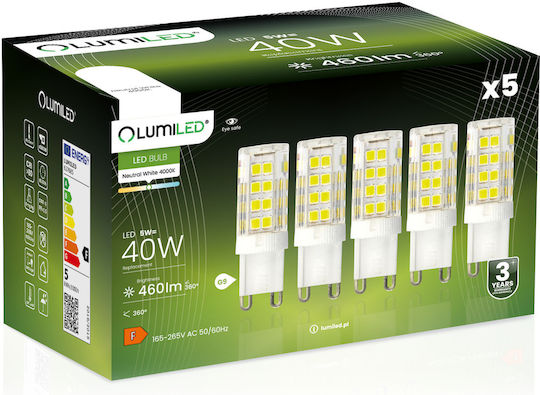 Lumiled Λάμπα LED 5W για Ντουί G9 Φυσικό Λευκό 460lm