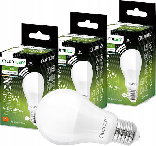 Lumiled LED Glühbirnen 10W für E27 Sockel und Form A60 Naturweiß 1055lm 3 Stück
