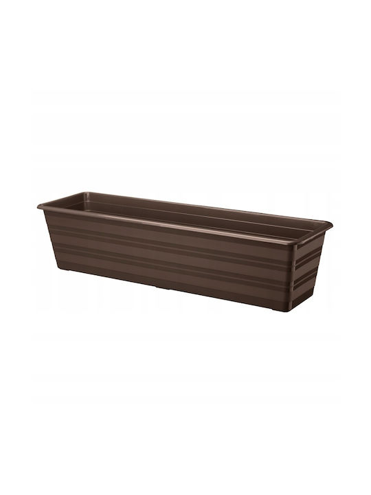 Galicja Пластмасова Саксия За Цветя Кафява С Подложка 60x17x14см