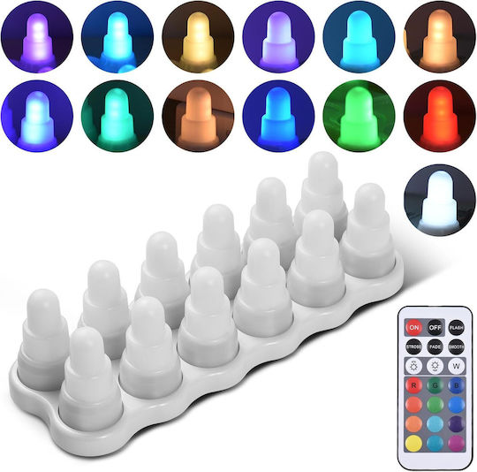 LED RGB Dekorative Tischlampen Wachs-Politur 12τεμχ