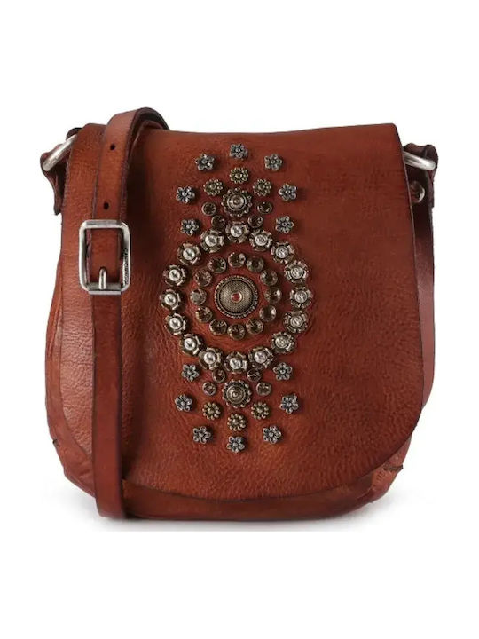 Damen Leder Schultertasche Tabac