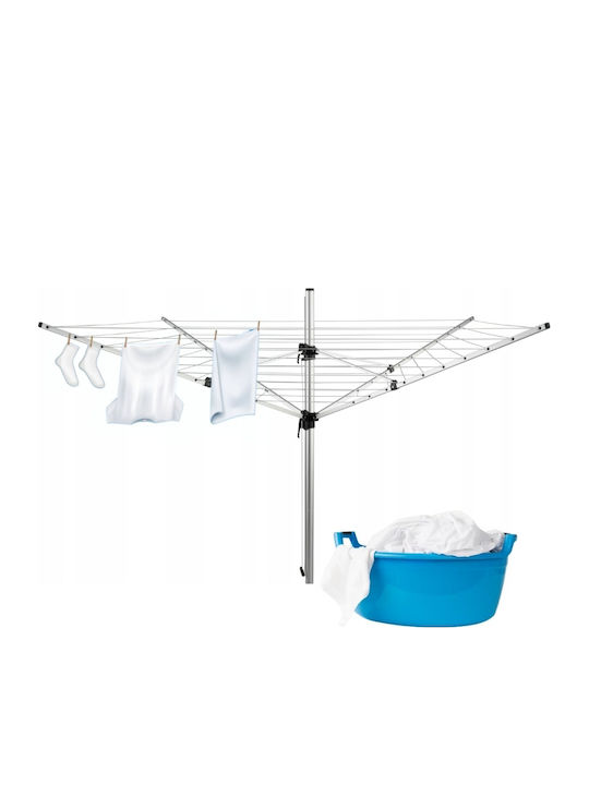 Rorets Folding Floor Clothes Drying Rack Aluminum for Garden with Hanging Length 2m