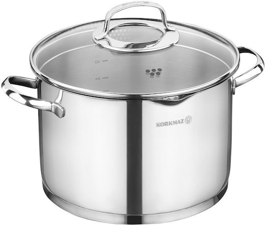 Korkmaz Deep Stainless Steel Pot 7lt / 24cm