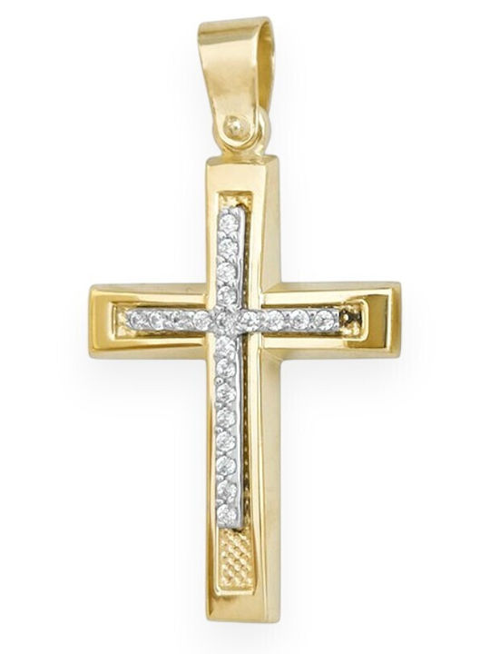 Goldjewels Women's Gold Cross 9K Double Sided Without Chain