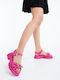 Sandale Casual Damă Din Piele Fuchsia