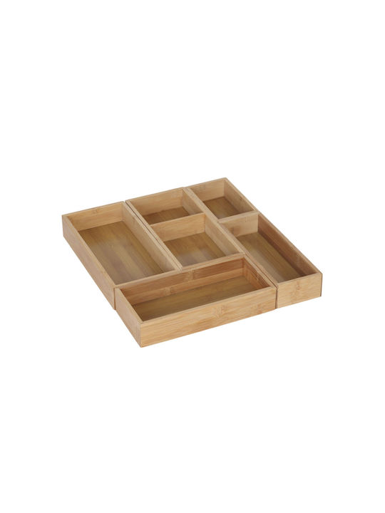 Relaxdays Tăvi Pentru Tacâmuri De Sertar Compoziție Liberă Din Lemn 27x12.5x5cm 5 Bucăți Maro