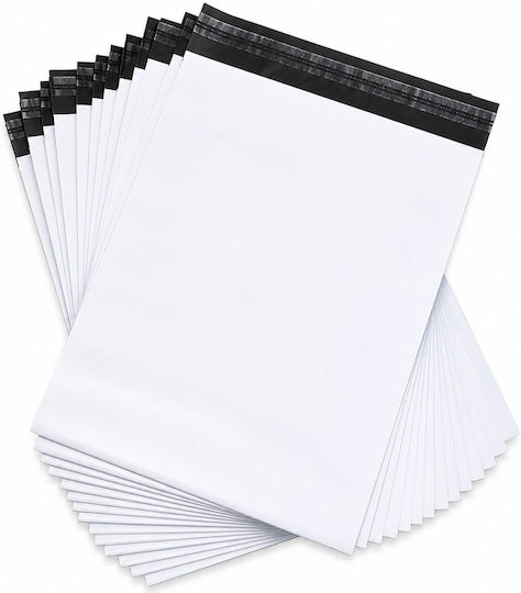 Set 100 Pungi Curier Autoadezive pentru Colet Ambalare Transport Rezistente Grosime 50 Microni Exterior Alb Interior Negru 500 X 700 X 40 Mm