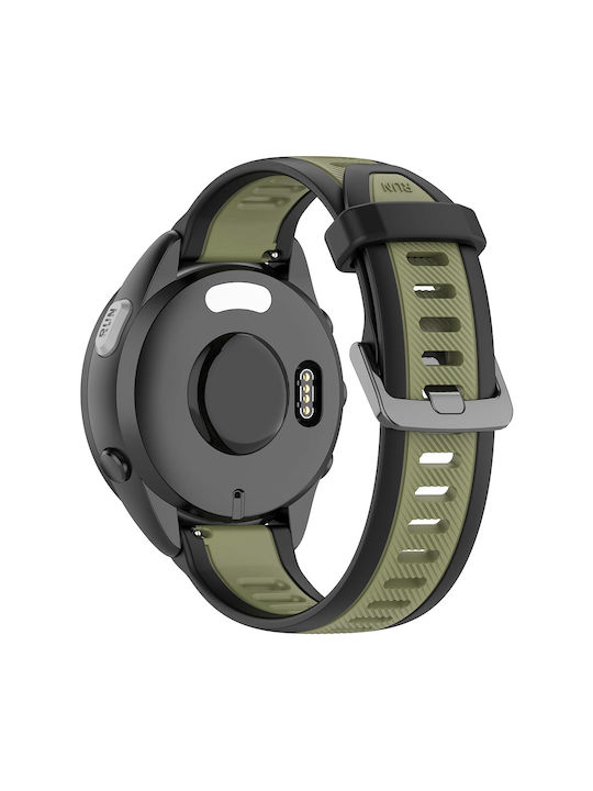 Silicone Strap Two Color Textured Garmin Vivoactive 4s Vivomove 3s Khaki Black