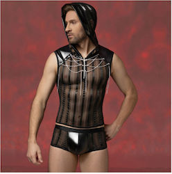 Aph Costume Sexy Pentru Bărbați Negru Cu Glugă Lenjerie Sexy Costum Masculin Negru Cu Glugă Lenjerie 2321