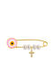 Margaritari Children's Safety Pin Charm From 14K Gold With Cross For Girl