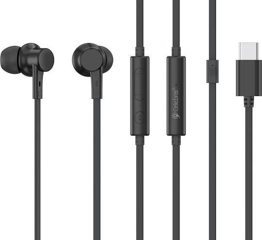 Celebrat G40 In-ear Handsfree Earphones with USB-C Plug Black