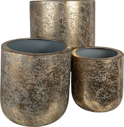 Vaze Pentru Plante Metalice Aurii Antichizate Module 3 Bucăți 40x40x40cm 32x32x32,5cm 25x25x25,5cm