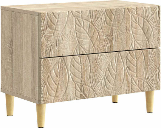 Wooden Beige Bedside Table 62x34.5x48cm
