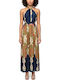 Summer Maxi Evening Satin Open Back Multicolour Dress