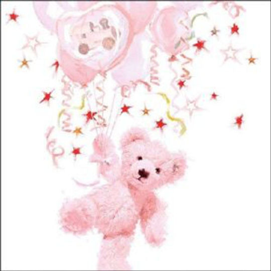 Baptism Napkin Teddy Bear Balloons Pink 33x33cm 13310095pcs
