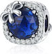 Silber Charm 925 Blauer Tropfen Schleife