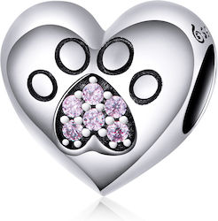 Silver Charm 925 Heart Pet Paw