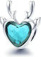 Silber Charm 925 Blaues Herz