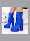 Ghete Dama Ankle Boots cu Toc Înalt Albastre