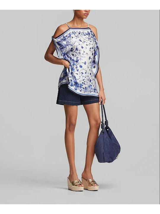 Women's Satin Blue Blouse