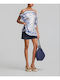 Women's Satin Blue Blouse