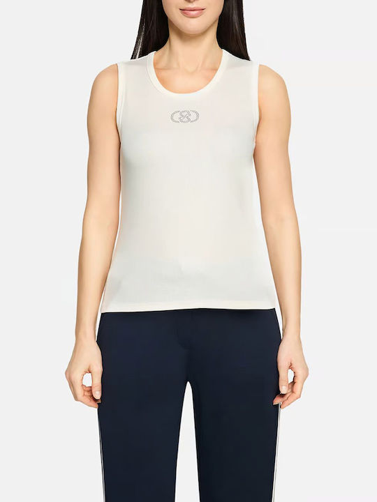 Damenbluse Baumwollärmellos Offwhite