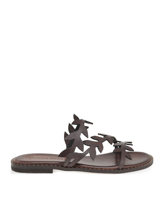 Makis Kotris Leather Women's Flat Sandals Brown