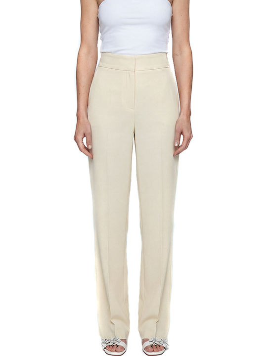 MY T Pants Women My T Wearables Γυναικείο Ψηλόμεσο Υφασμάτινο Παντελόνι Straight Κιτρινο MY T Pants Women My T Wearables Γυναικείο Ψηλόμεσο Υφασμάτινο Παντελόνι Straight Κιτρινο